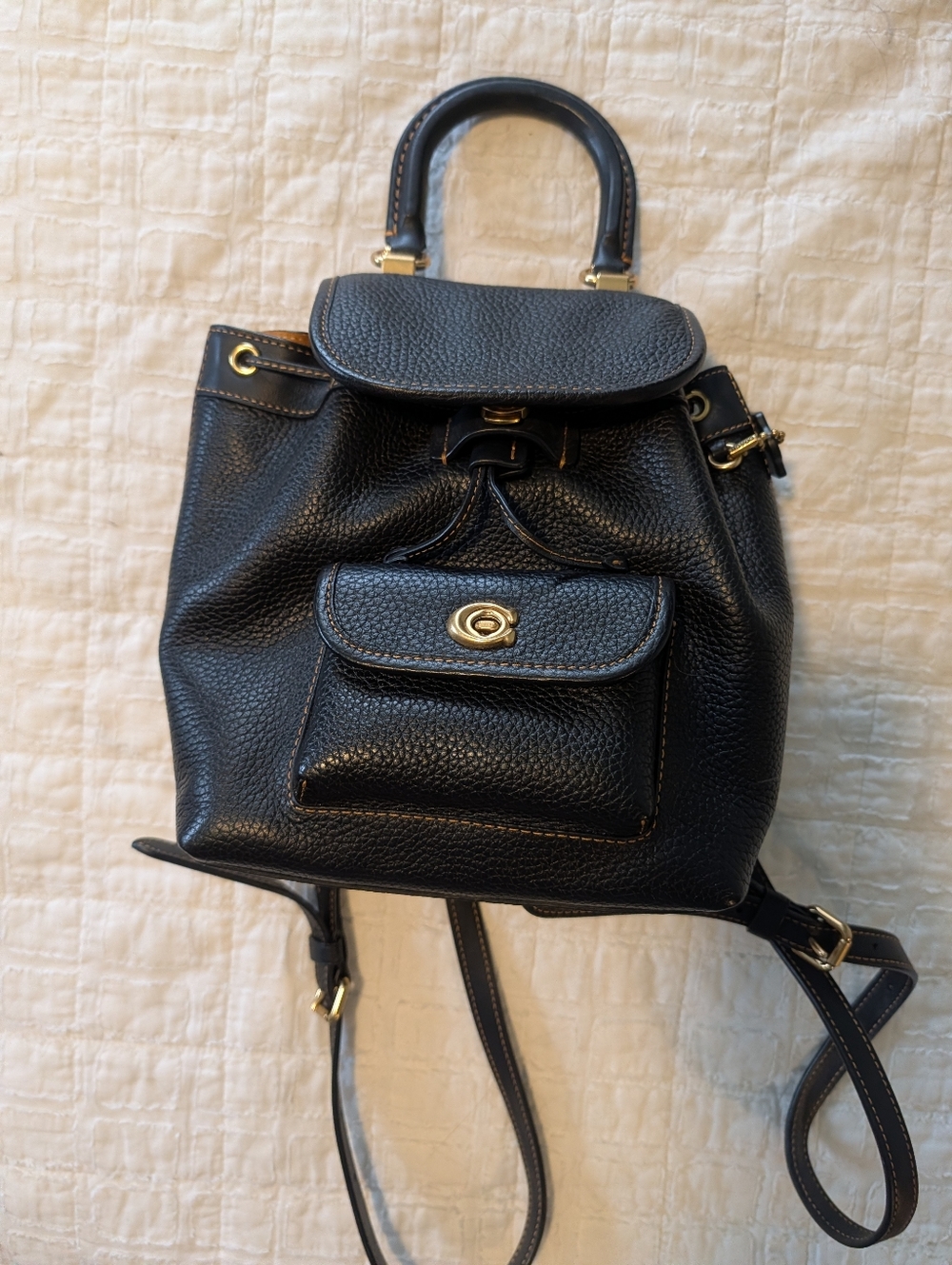 Coach Riya Backpack 21 Black Pebble Leather CH789 NWT $480